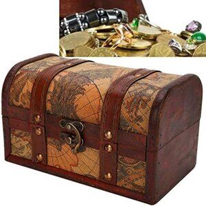 Vintage Boxes, Wooden Box Jewelry Storage Case Handmade Treasure Chest
